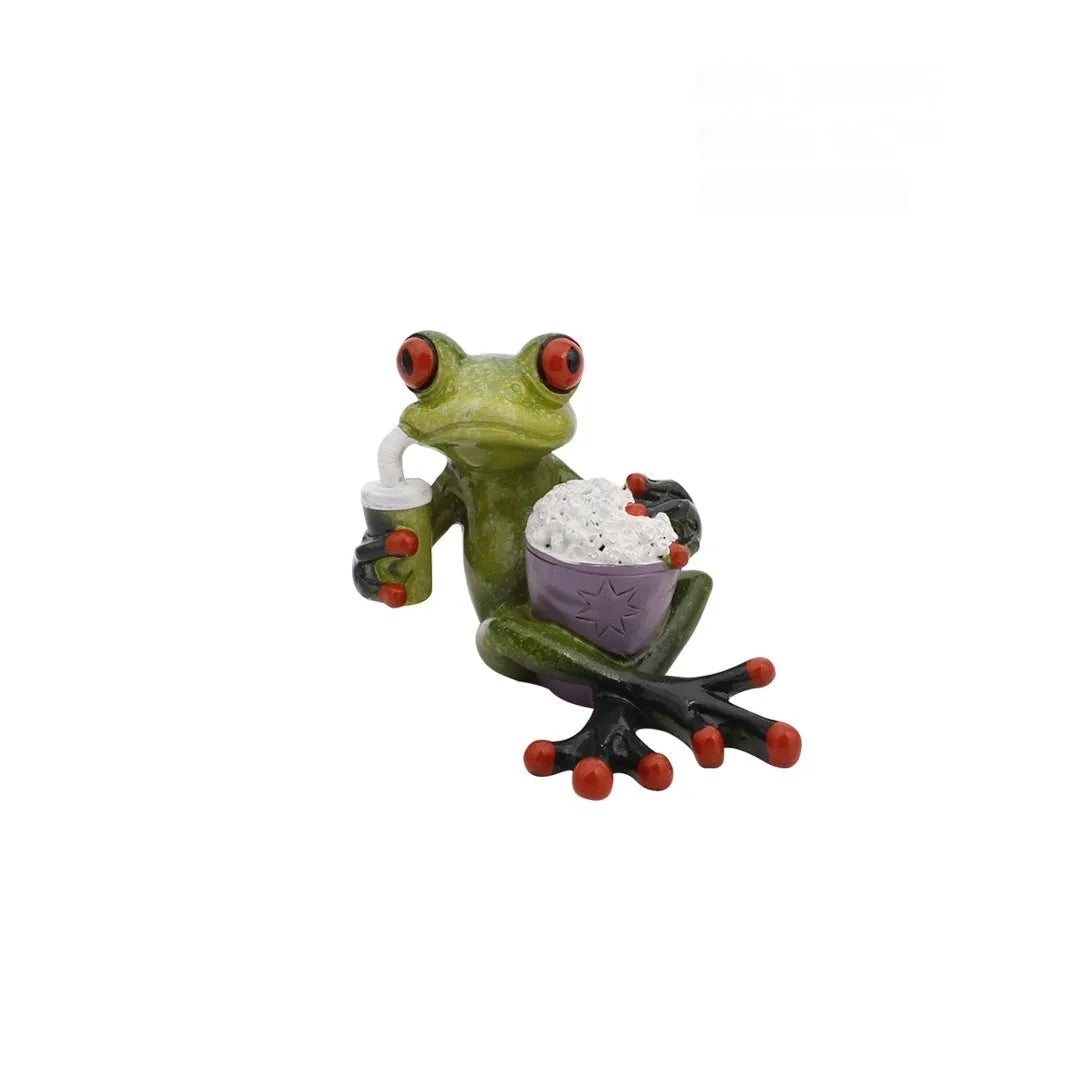 Pastoral style synthetic resin frog ornament for home decoration