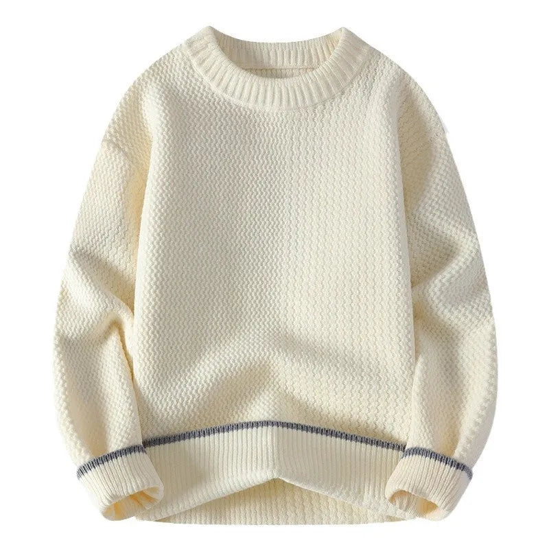 Men's loose fit round neck sweater in chemical fibre blend fabric for autumn casual wear