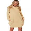 Women's mid-length loose lapel sweater in imitation cashmere fabric with side pockets