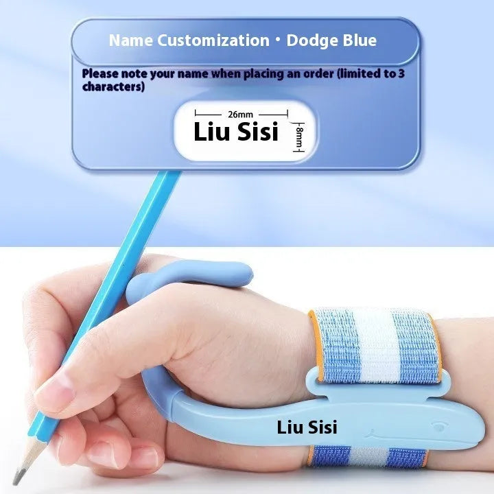 Blue anti-hook pen control corrector wrist brace with ABS nylon construction