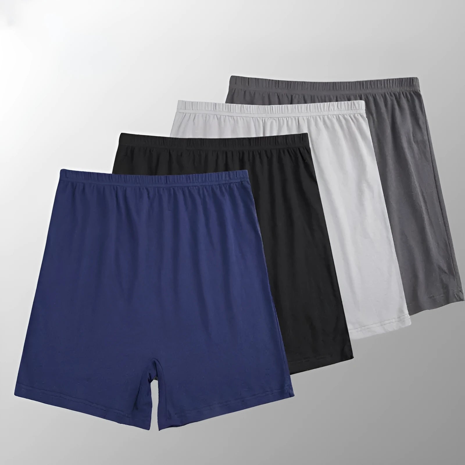 Men's solid colour high-waisted modal boxer shorts on a white background.