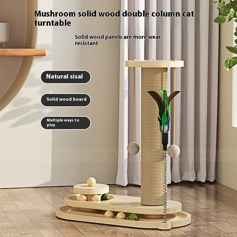 Solid wood cat turntable scratching post climbing frame in multiple colour variations