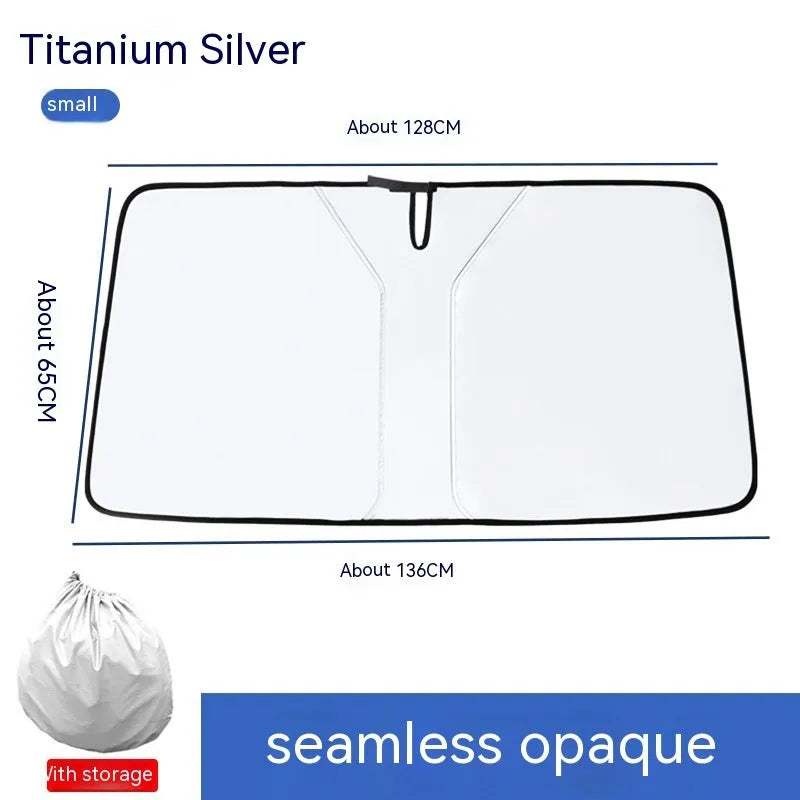 Car double ring front windscreen sun shield in titanium silver colour showing heat reflection coating