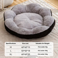 Round rabbit plush cat bed with detachable design in yellow brown colour, shown in L size dimensions