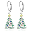 Women's Christmas tree earrings in copper with white gold colour finish and star shape design