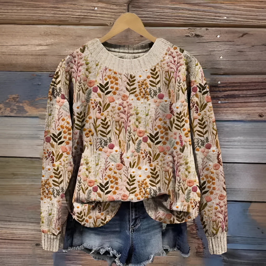 Little Flower digital printed round neck sweater in a colour from the YPM935 range, sizes S to 4XL.