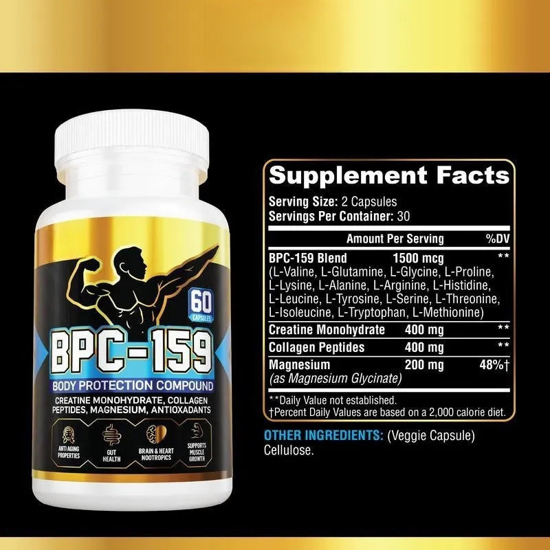 Body energy supplement capsules bottle with natural ingredients for nutritional support