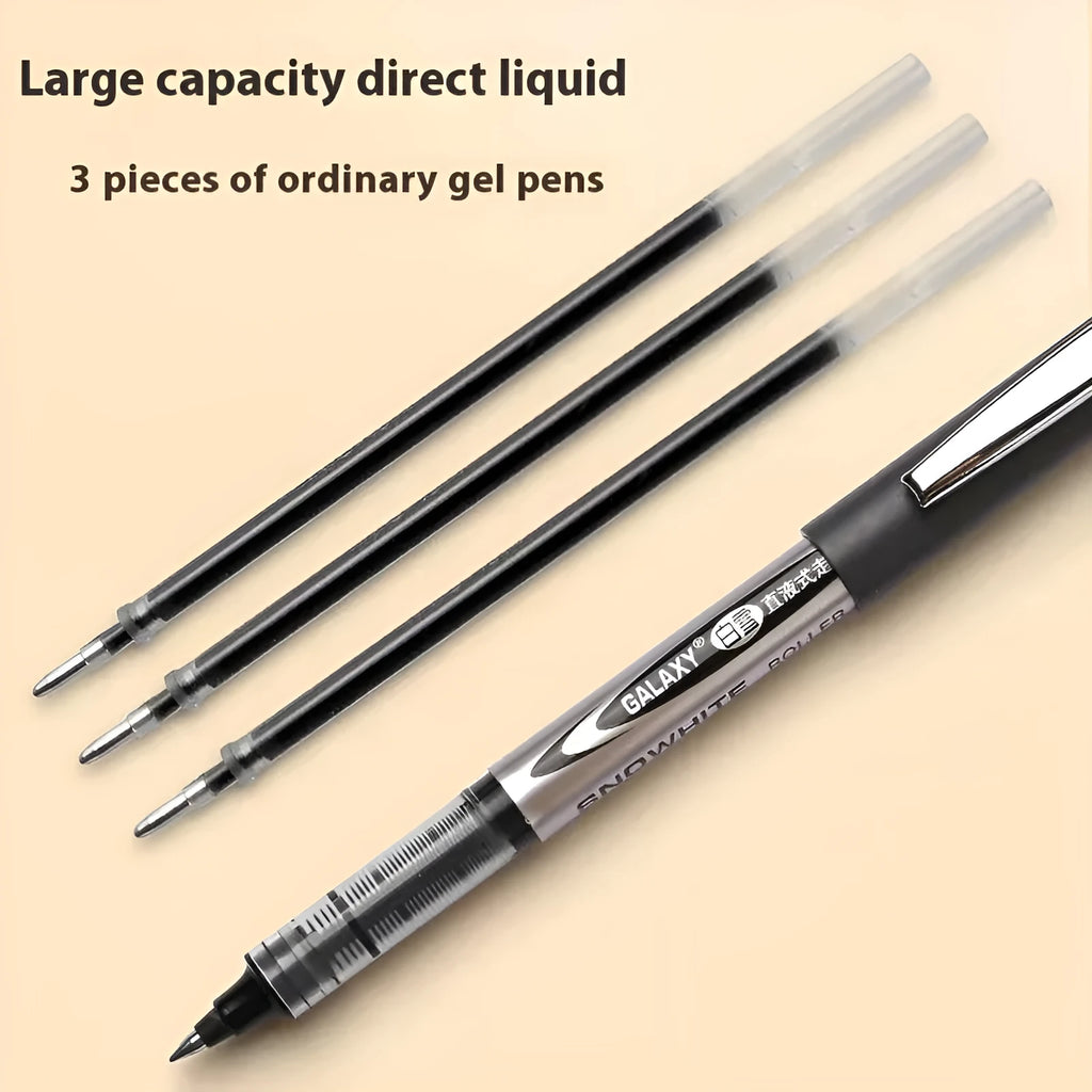 Water-based quick-drying signature pen with 0.5mm tip in multiple colours packaged in 12-pen box.