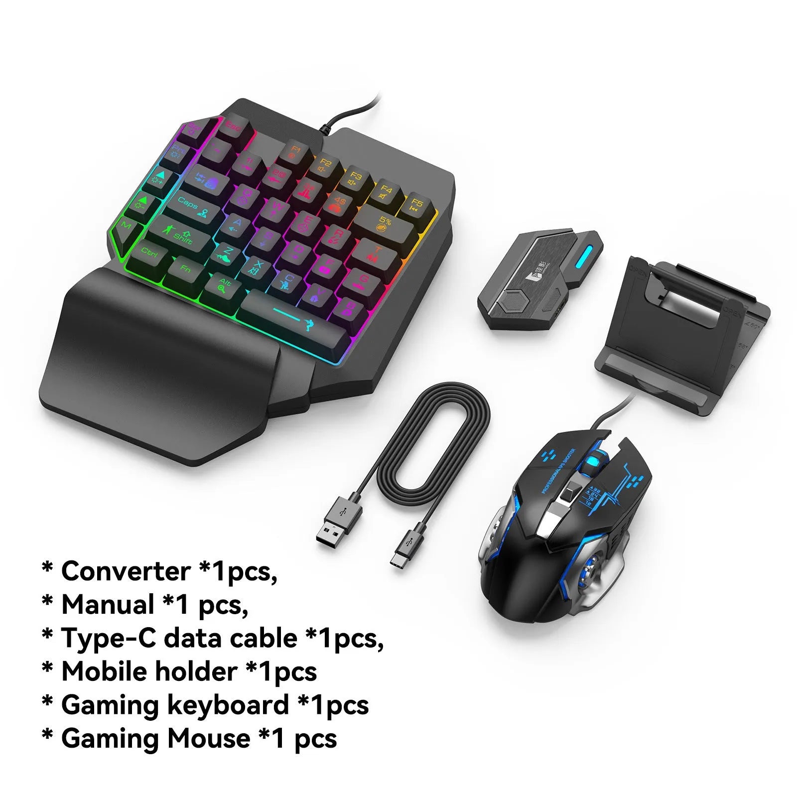 ABS plastic keyboard mouse converter for mobile gaming with USB interface