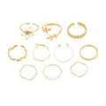 Openwork flower design ring set with glossy gold finish for women's fashion jewellery