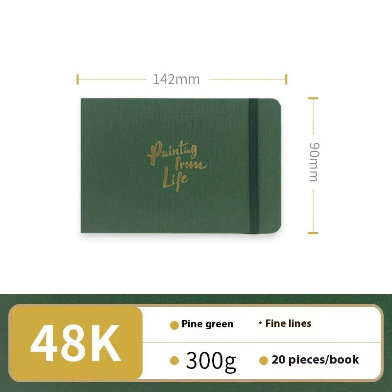 Feiluniao handmade fabric watercolour sketchbook with colourful themed cover, 185mm long.