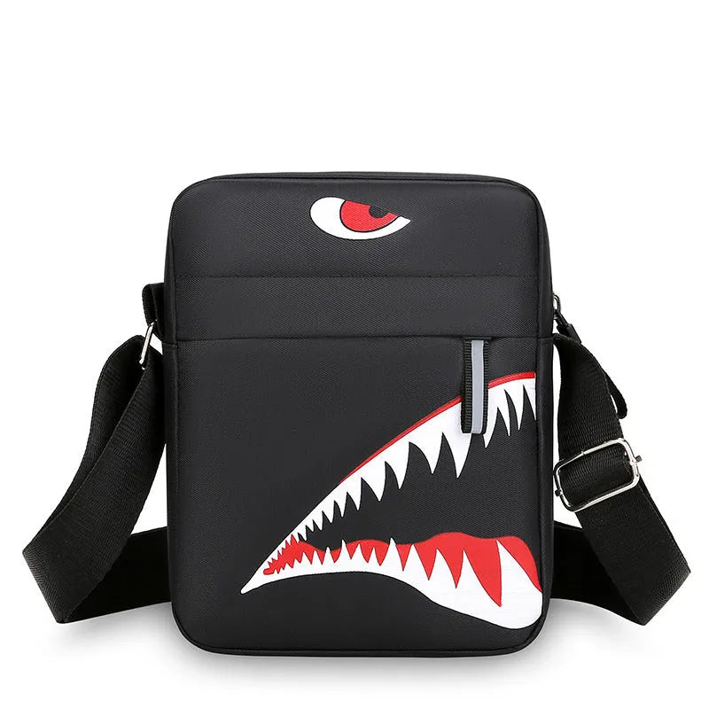 Men's small casual shoulder crossbody bag in Oxford cloth with animal print design