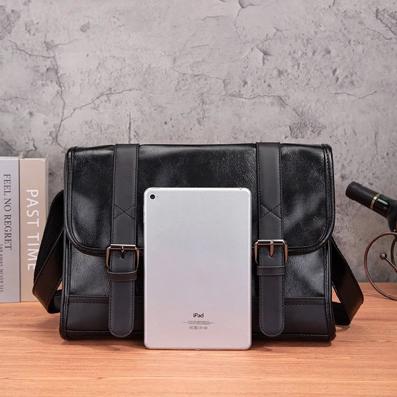 Black Korean-style men's commuter backpack with anti-theft function and polyurethane construction