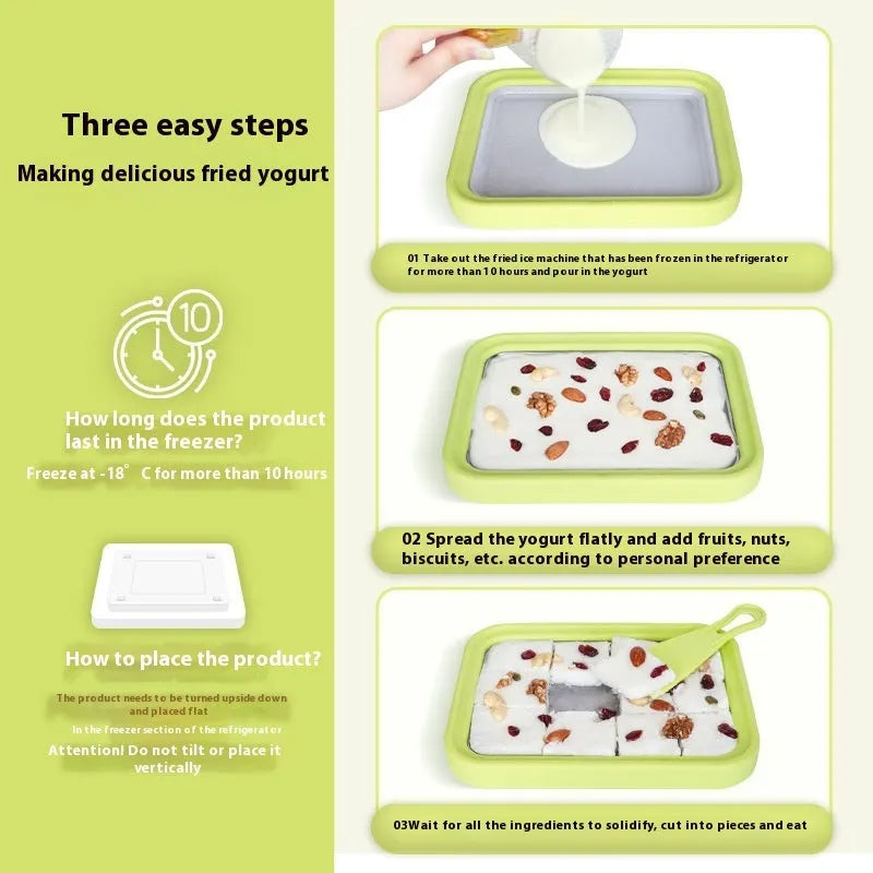 Children's manual fried yogurt machine for homemade ice cream in green, pink, rose red, or white colours