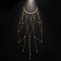 Gold or silver mesh tassel hair chain with pearl elements for women