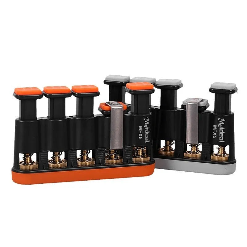 Grey and orange non-slip silicone finger trainer for musical hand development