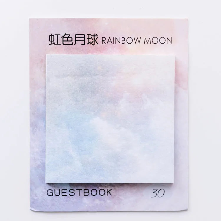 Square planet sticky notes pad with oil painting artwork showing 7.3cm sheets