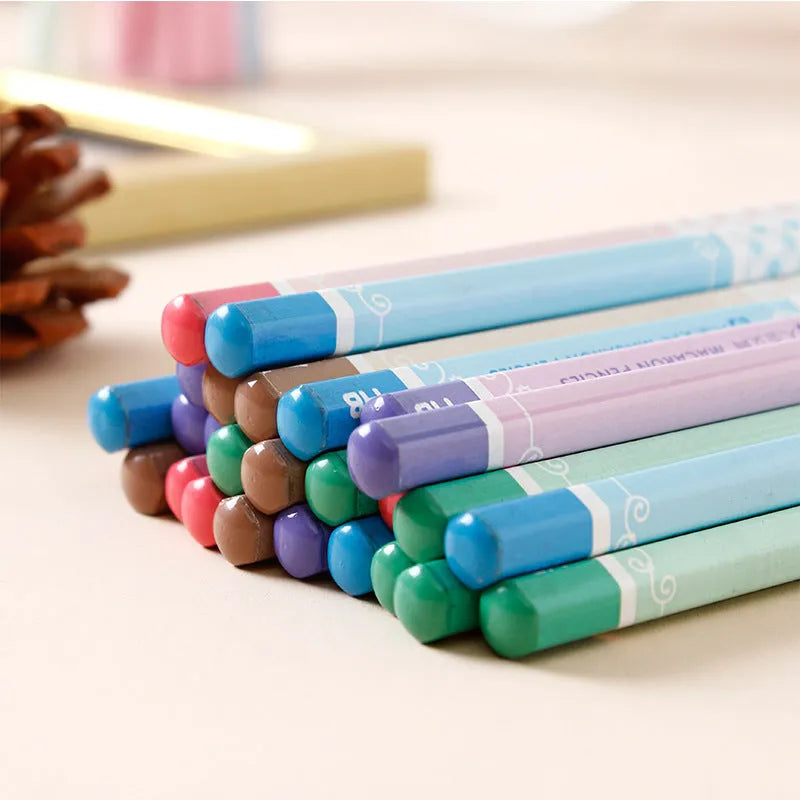 Pack of 50 hexagonal basswood pencils with HB graphite leads for drafting and writing.