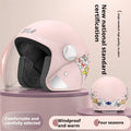 Winter electric bicycle helmet with scarf attachment in blue colour with HD anti-fog feature
