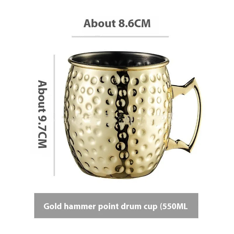 Stainless steel Moscow mule cup with copper plating in metallic finish