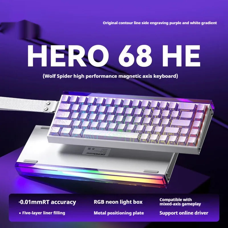 Magnetic axis mechanical keyboard with RGB lighting in various colour and style options