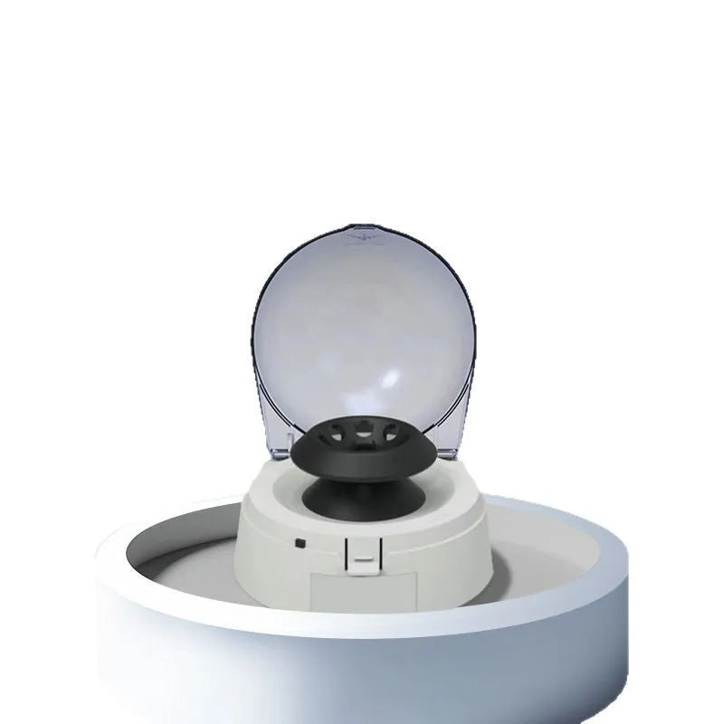 Mini laboratory centrifuge unit measuring 157x170x120mm with 7000 rpm maximum speed
