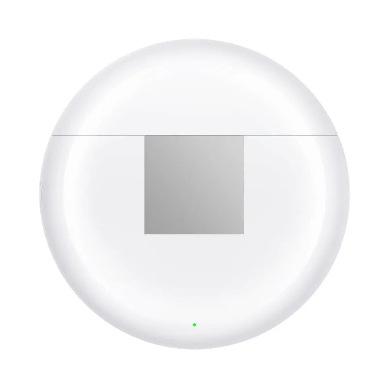 White semi-in-ear Bluetooth headset Budz5 with charging case