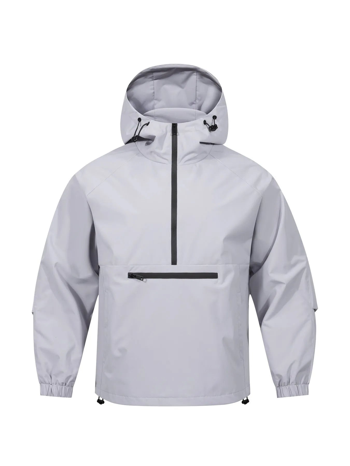 Men's Korean-style loose half-zip hooded jacket in corduroy fabric with rabbit fur composition