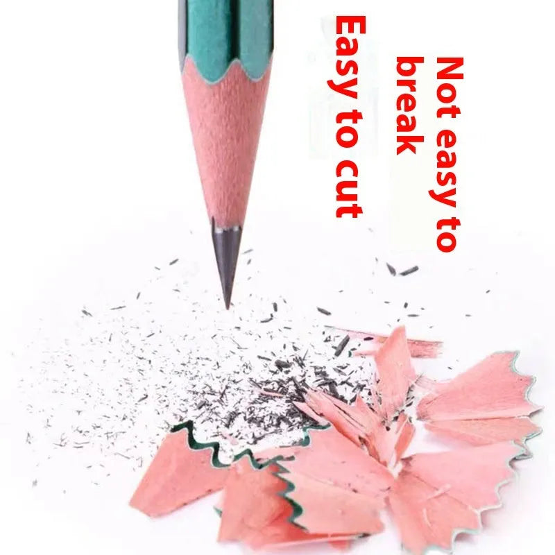 Green hexagonal wooden pencils in 2B and HB grades, 10-piece boxed set for drawing and writing