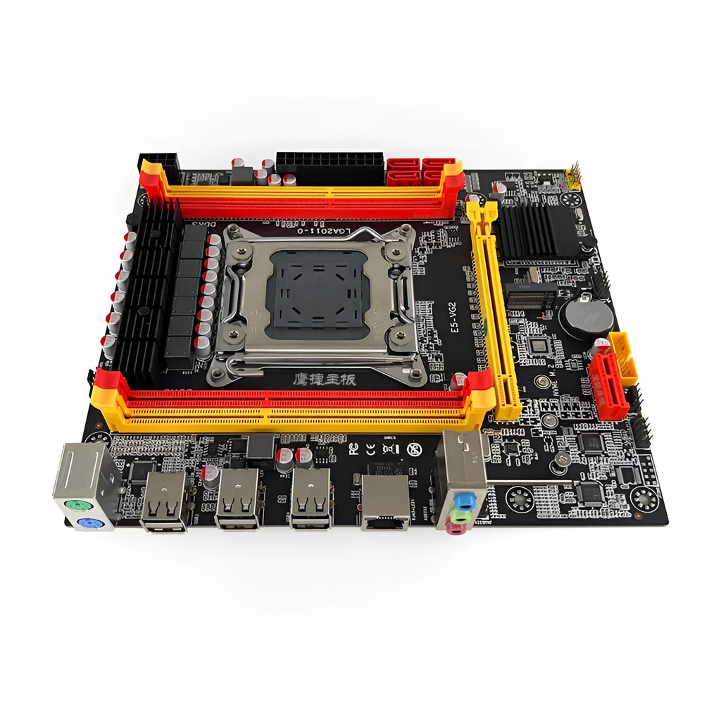 X79-VG2 desktop motherboard showing LGA 2011 socket, DDR3 slots, and expansion interfaces