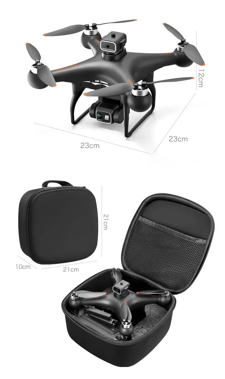 S116 brushless UAV drone with obstacle avoidance sensors and HD camera in black or white colours