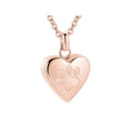 Openable heart-shaped titanium steel cinerary necklace with love paw print design in five colour options.