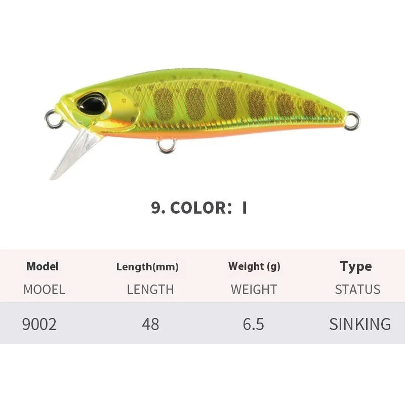 48mm Japanese mino fishing lure for mandarin fish and snakehead in various colours