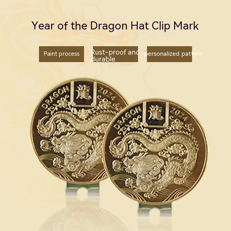 Zinc alloy golf hat clip with personalised dragon year or custom mark design