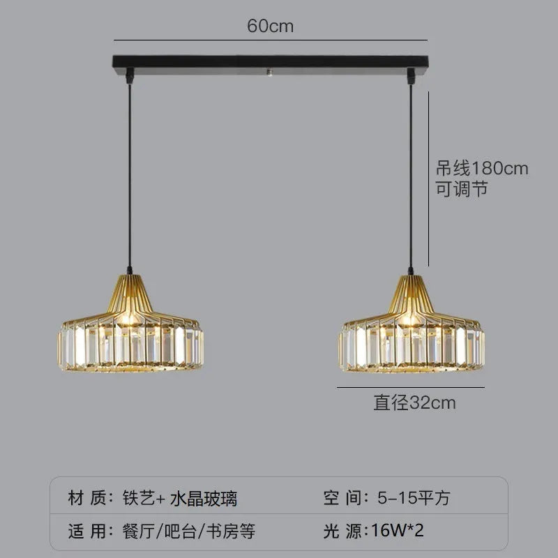Modern crystal bedside lamp with light luxury chandelier design in black finish