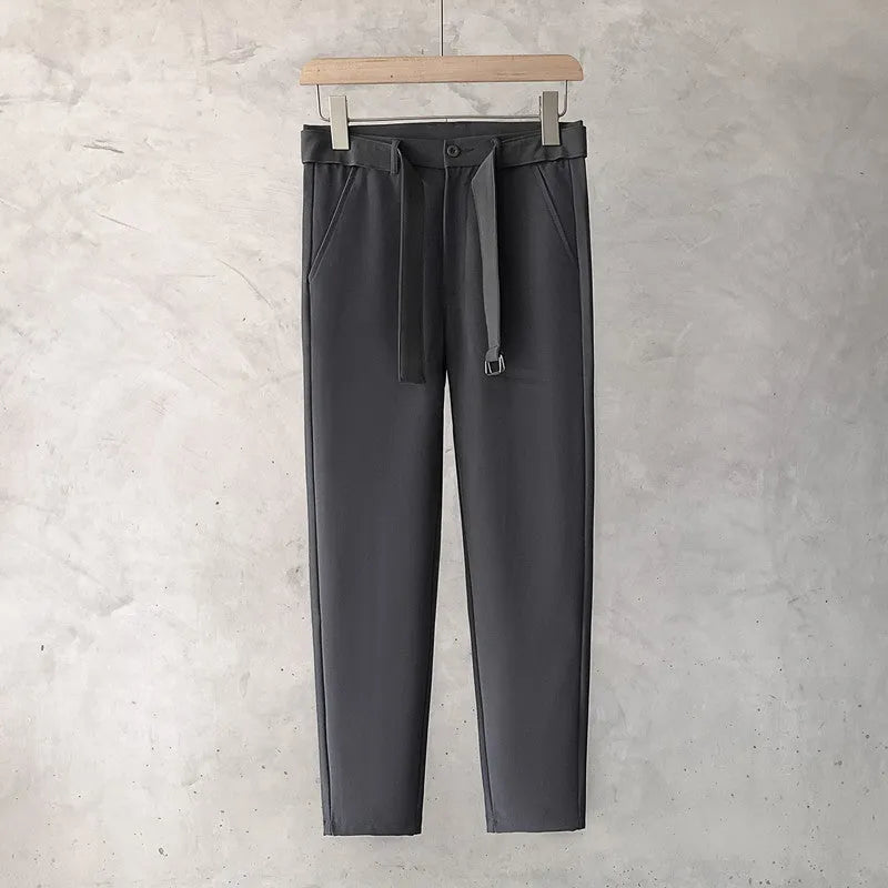Boys slim straight wool trousers in tapered cut with straight leg opening