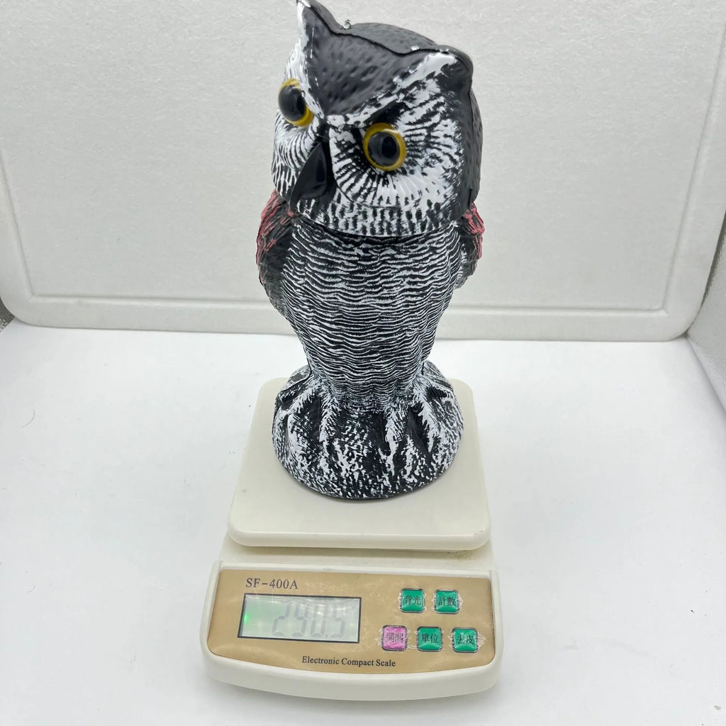 Artificial owl bait ornament with shaking head design for outdoor bird deterrent
