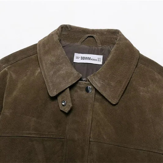 Women's casual PU jacket in picture colour with Korean Japanese styling