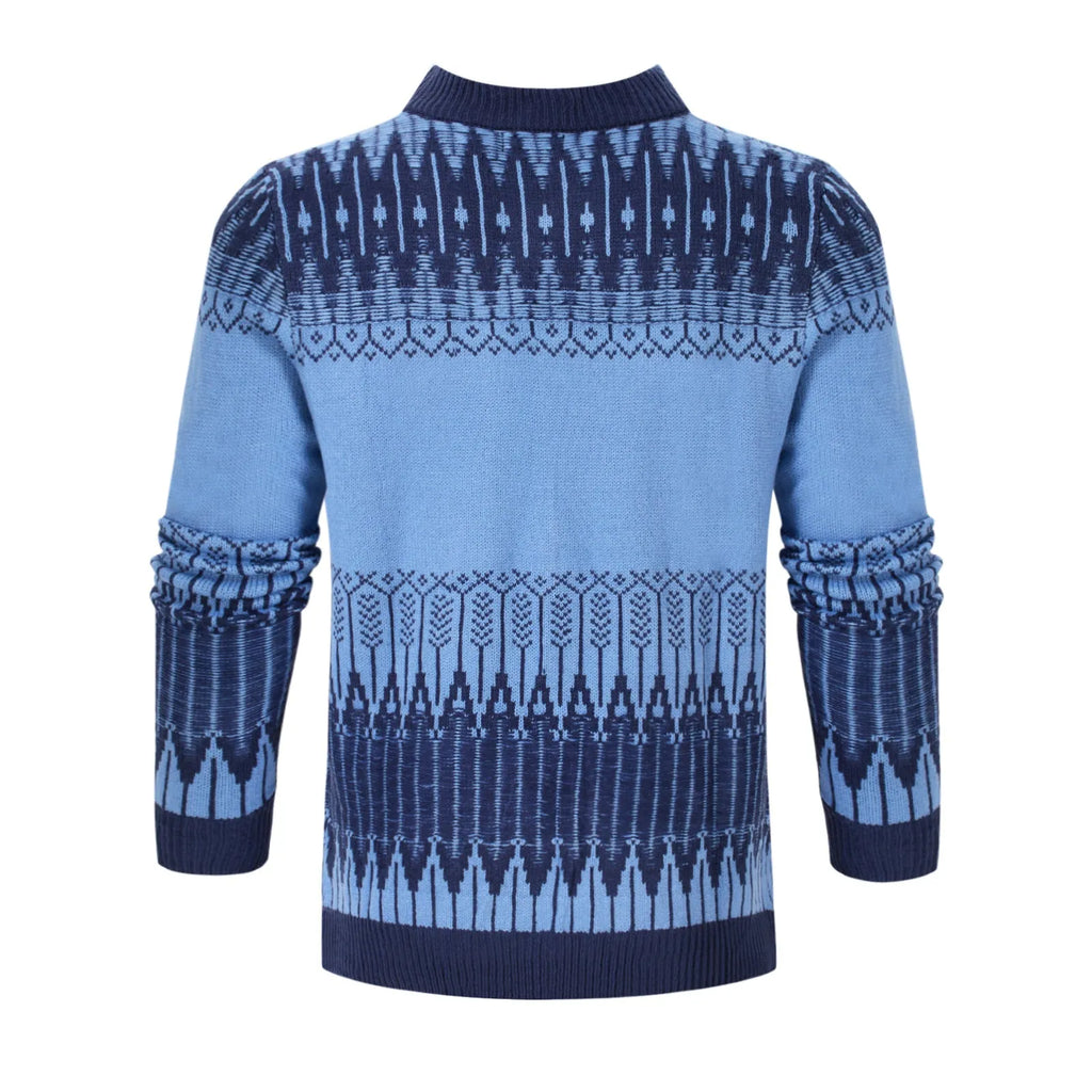 Men's basic acrylic knitted long-sleeved pullover sweater on a hanger