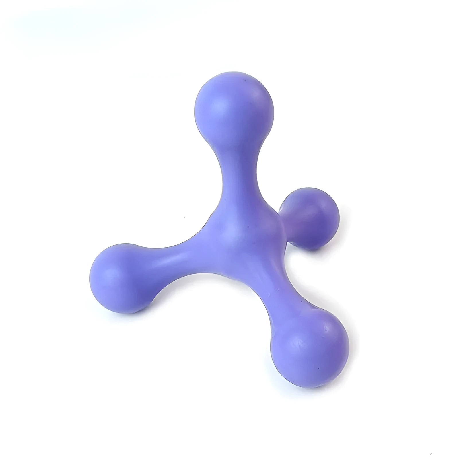 Blue silicone dog chew toy with three flexible legs for teething puppies