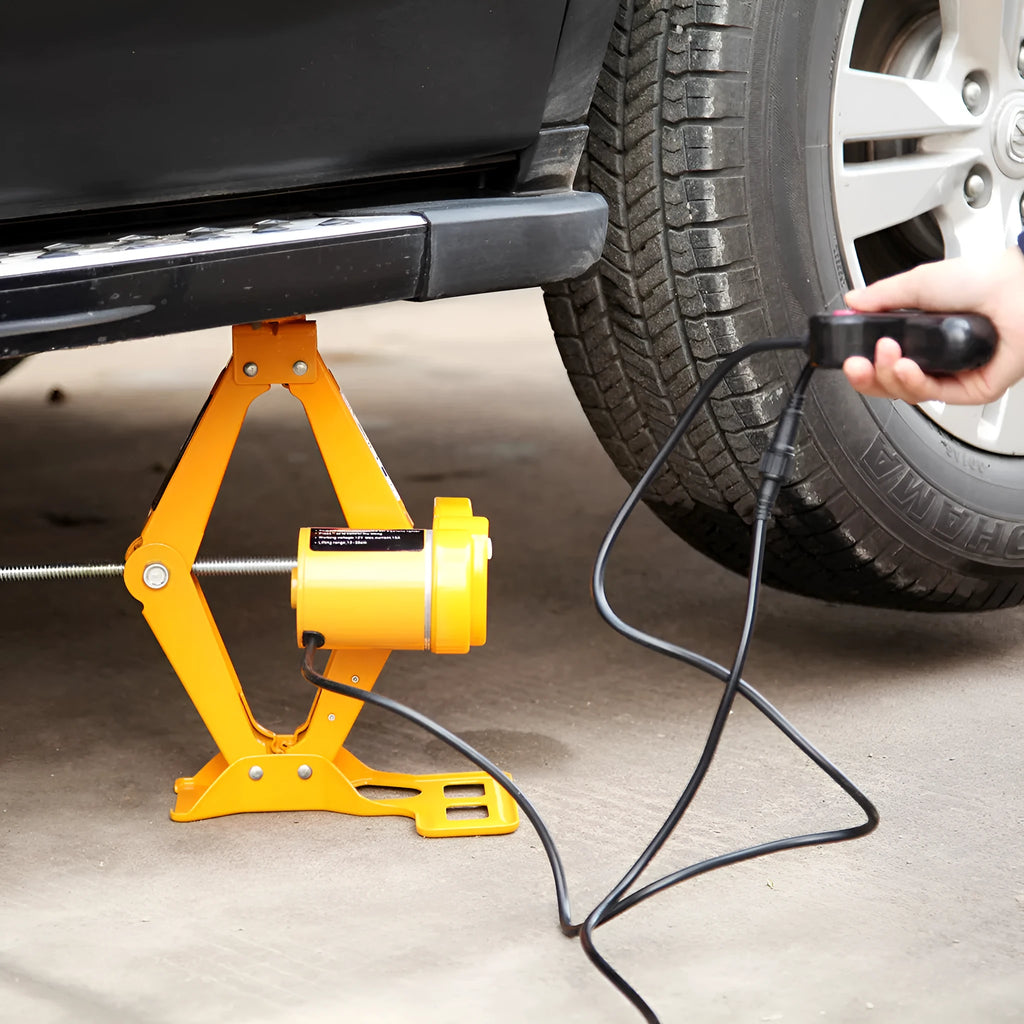 Electric hydraulic jack kit for vehicle lifting with 2-tonne capacity and 120-350mm height range