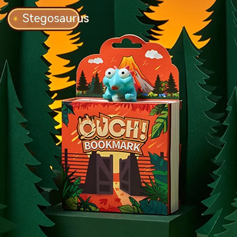 Dinosaur series bookmark with Tyrannosaurus, Triceratops, Stegosaurus and Parasaurolophus animation designs