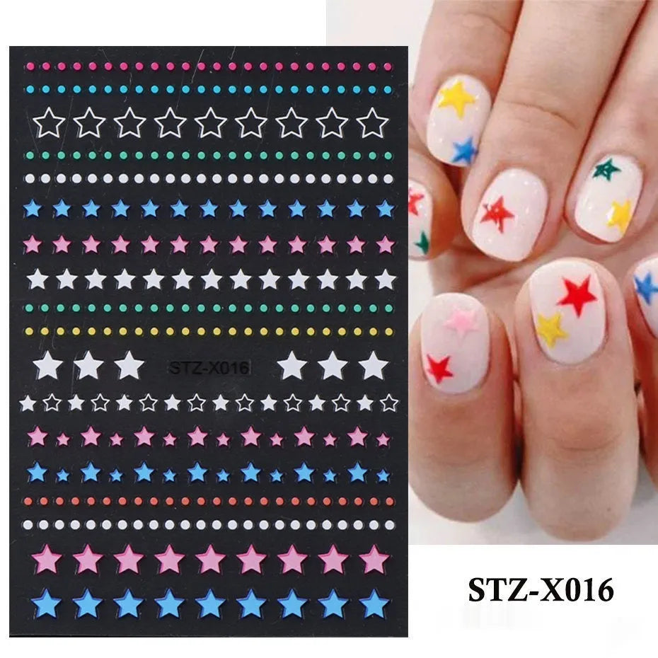 Black and silver strip cartoon nail art stickers on plastic patch