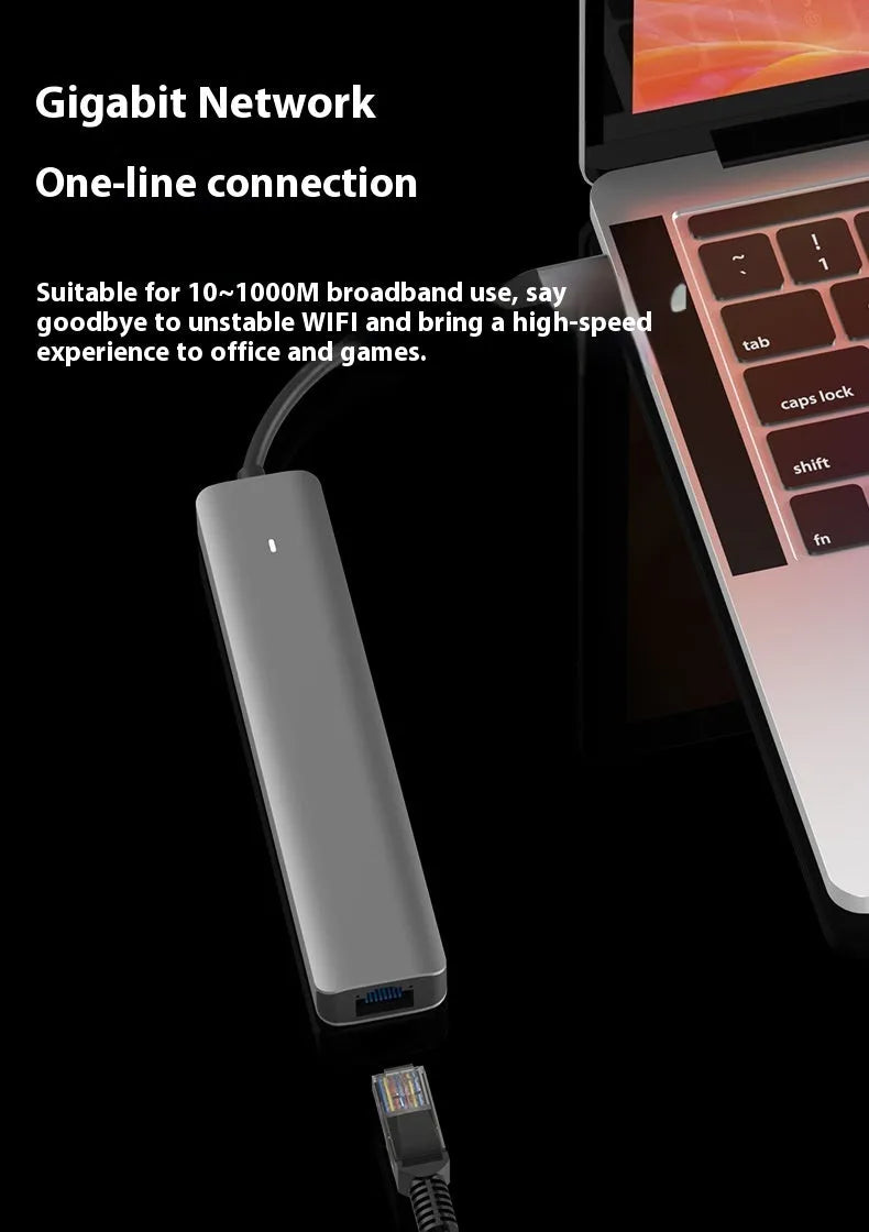 USB-C to 7-port card reader hub with SD and TF slots and PD charging port