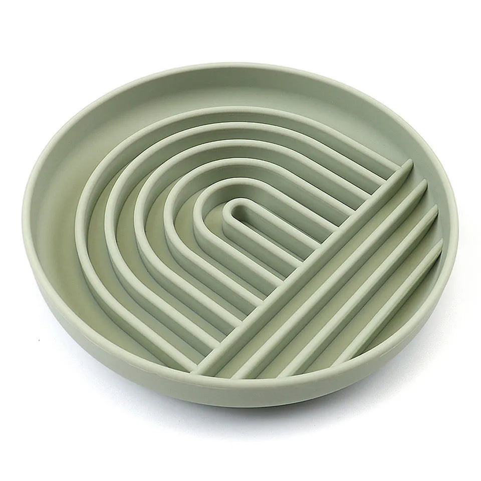 Slowdown Bowl silicone dog slow feeder with ridges, shown in beige colour.