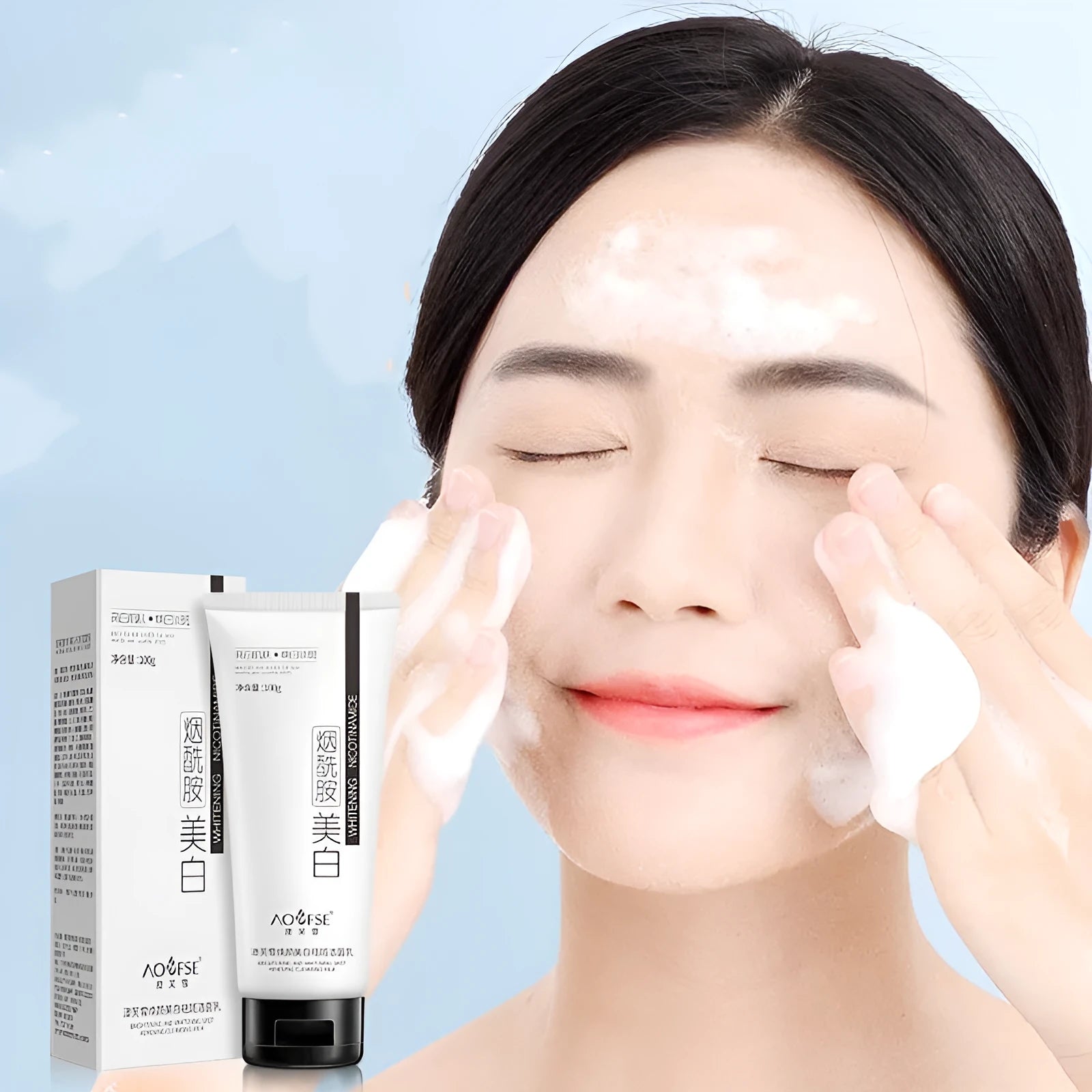 White whitening freckle removing facial cleanser bottle 100ml for pore cleansing