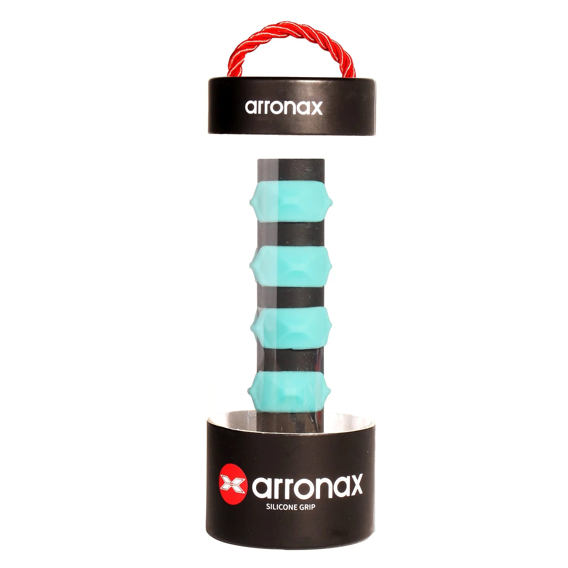 Silicone racket hand rubber buckle in multiple colours, shown with dimensions 17.6cm by 6.4cm.