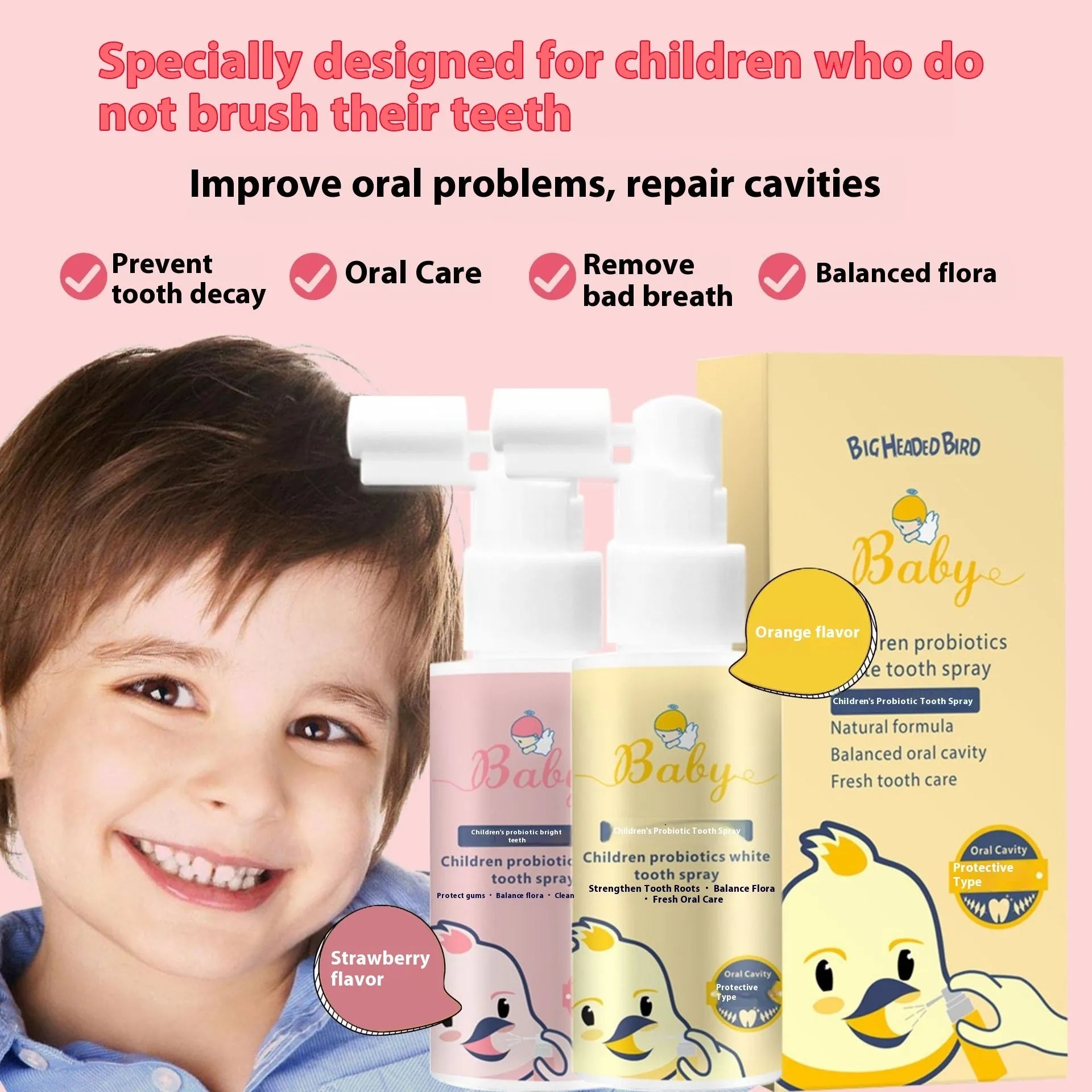 40ml children's probiotics oral spray bottle for teeth cleaning and cavity prevention