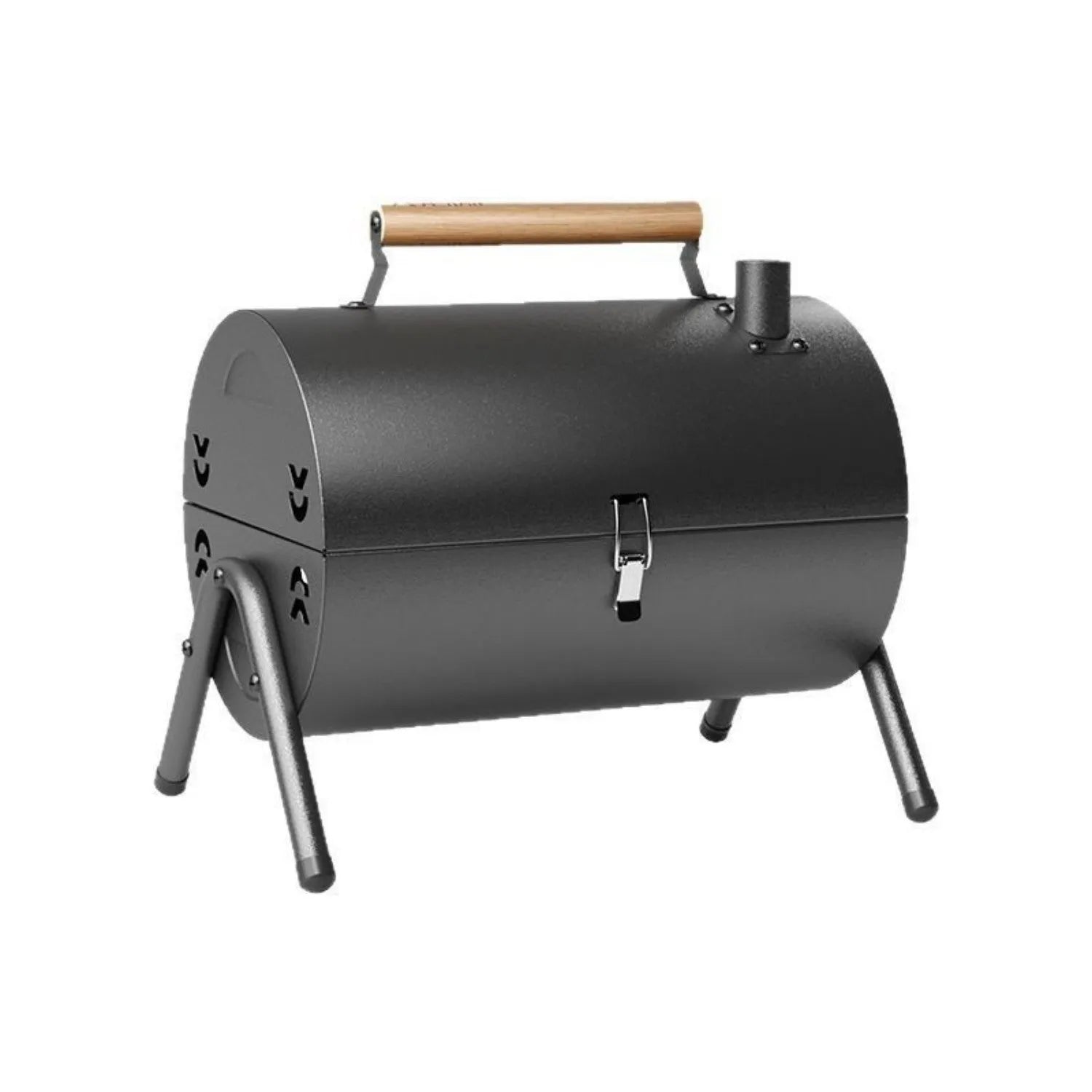 White round portable charcoal grill with detachable components for frying and baking
