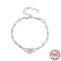 BSB152 colour sweet girlish 925 sterling silver heart-shaped bracelet with adjustable chain.